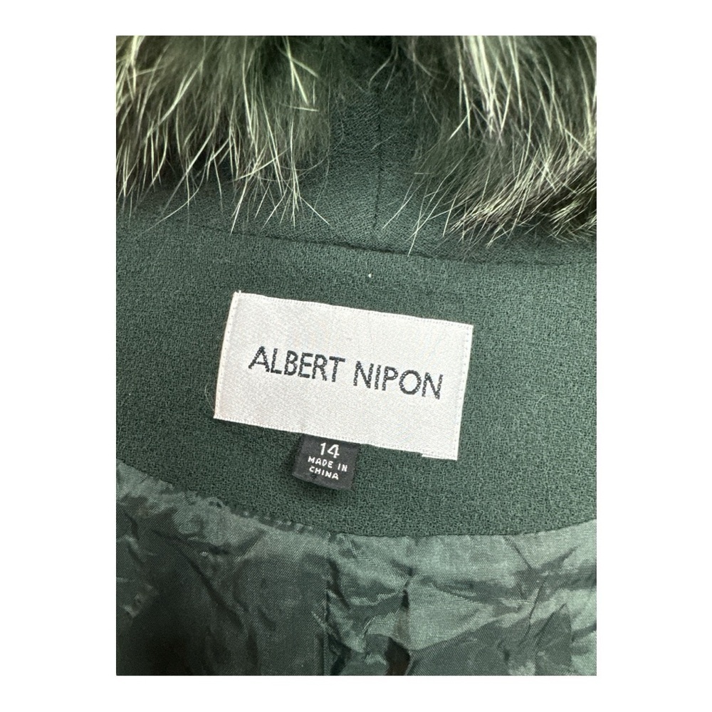 Albert Nipon Wool Fur Collar Embroidered Jacket/Coat - Picture 6 of 6